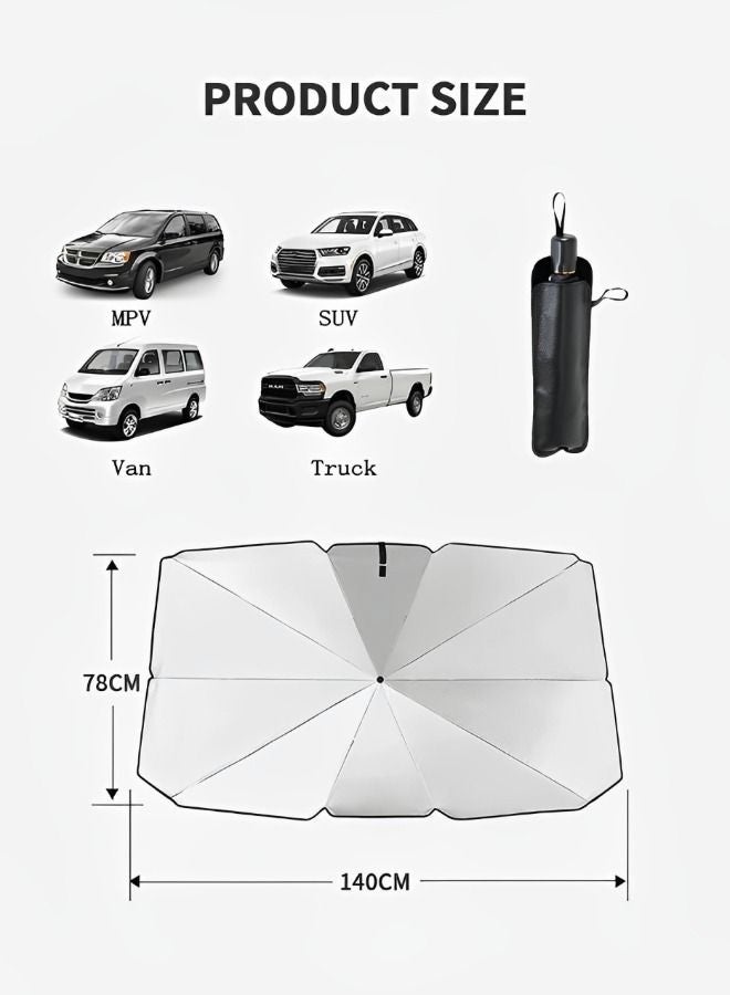 Arabest Car Windshield Sun Shade Umbrella for SUV and 4 Pack Car Window Shade Auto Sun Shade (4 Pack Transparent, 1 Pack Sun Shade Umbrella) - Image 4