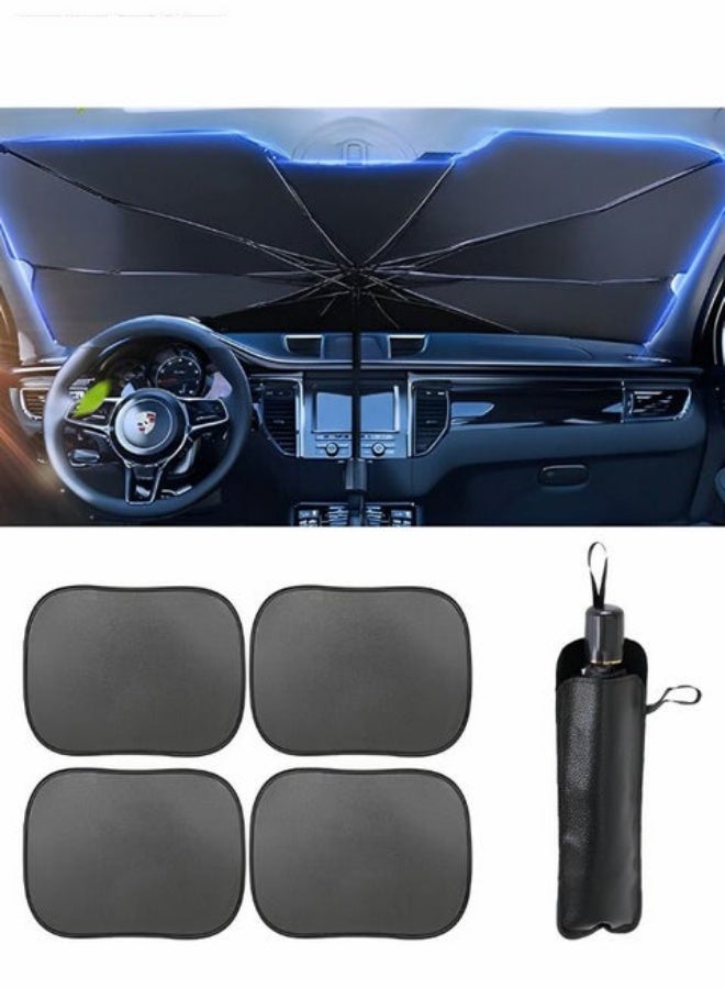 Arabest Car Windshield Sun Shade Umbrella for SUV and 4 Pack Car Window Shade Auto Sun Shade (4 Pack Transparent, 1 Pack Sun Shade Umbrella) - Image 1
