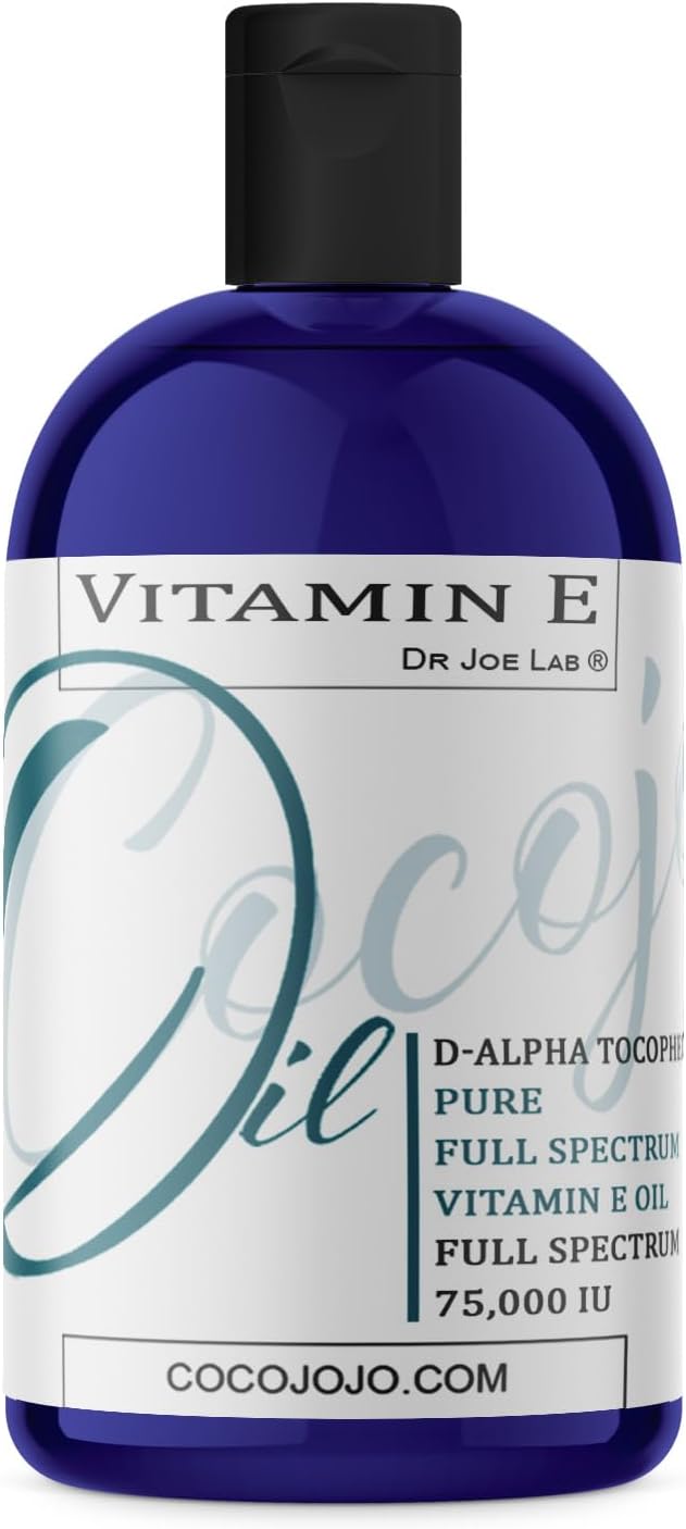 cocojojo Vitamin E Oil  Pure  Undiluted Full Spectrum Alpha Tocopherol 75000 IU  8 oz  for Skin Hair Nails Body Care Hydrating Rejuvenating Skin Oil