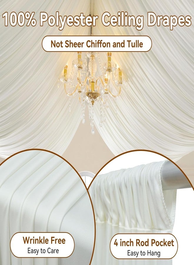 NSSONBEN ستائر سقف عاجية 10 قدم × 40 قدم لحفلات الزفاف والأحزاب، لوحتان 5 × 40 قدم ستارة سقف كريمية لخيمة، خالية من التجاعيد وسهلة التعليق والتعليق ستارة عاجية للحدث وكنيسة المسرح وصورة غرفة النوم - Image 2