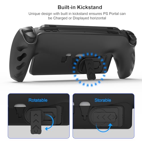JOYTORN Full Protective Case Cover Compatible with PlayStation Portal Remote Player,PS5 Portal Case with Detachable Front Shell,Frosted Anti-Slip Handheld Design-Black - Image 4