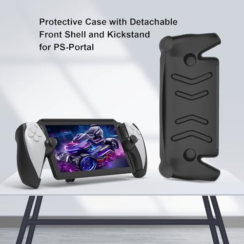 JOYTORN Full Protective Case Cover Compatible with PlayStation Portal Remote Player,PS5 Portal Case with Detachable Front Shell,Frosted Anti-Slip Handheld Design-Black - Image 5