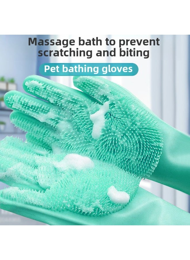 Silicone Gloves Silicone Cleaning Household Housekeeping Gloves Pet Wash-Free Kitchen Wash Silicone Gloves-Colour:Pink 100g  - Image 5