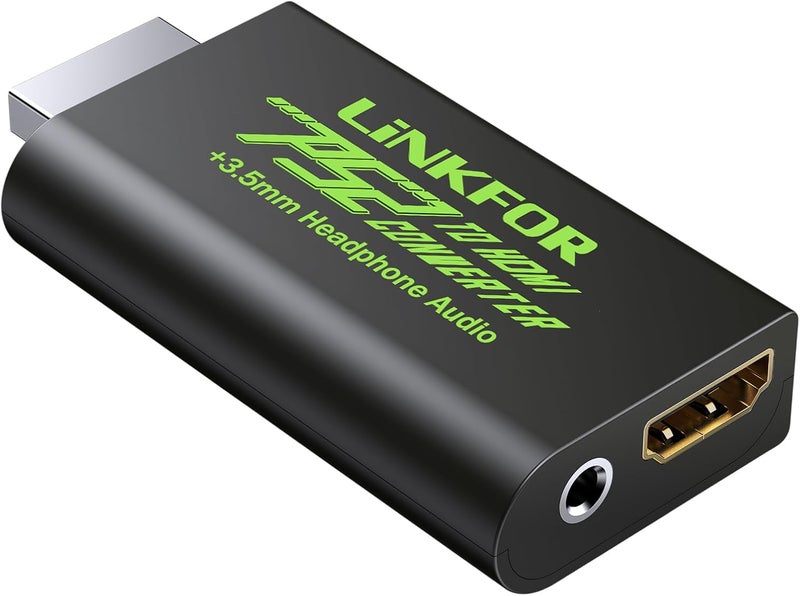 LiNKFOR PS2 to HDMI Converter for Sony Playstation 2 PS2 to HDMI Adapter with 3.5mm Headphone Audio Jack for HDTV HDMI Monitor, Black - Image 1