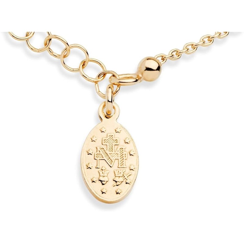 MiaBella 18K Gold Over Sterling Silver Italian Rosary Cross Bead Charm Link Chain Bracelet for Women, Adjustable, 925 Made in Italy - Image 3