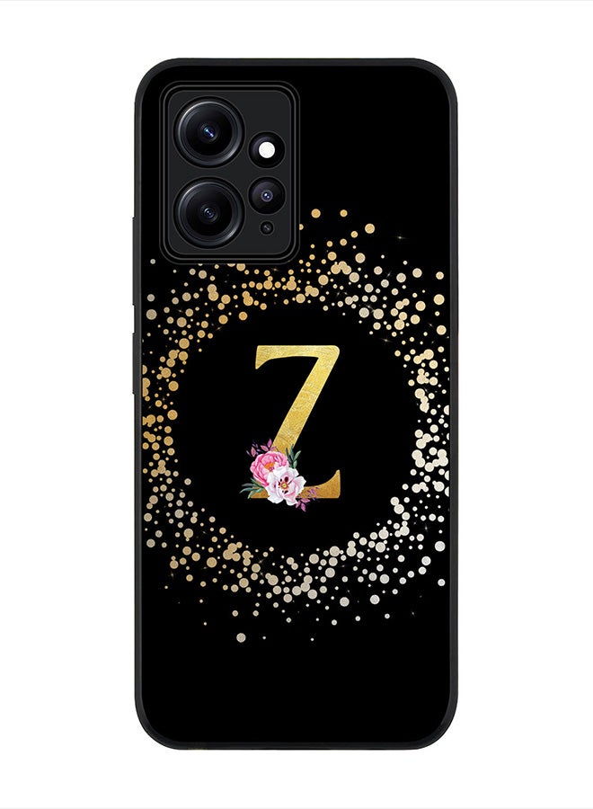 Stylizedd Cover for Redmi Note 12 4G, Rugged Black Slim fit Thin Protective Phone Cases -  Custom Monogram Initial Letter Floral Pattern Alphabet - Z (Black) - Image 1