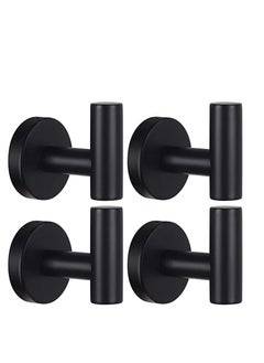 Excefore Wall Towel Hooks Coat Hook Bathroom Matte Black Robe 304 Stainless Steel Heavy Duty Door Hanger Towel Robe Clothes Cabinet Closet Sponges Hook Bathroom Bedroom Kitchen Hotel Pool 4 Packs  - Image 1