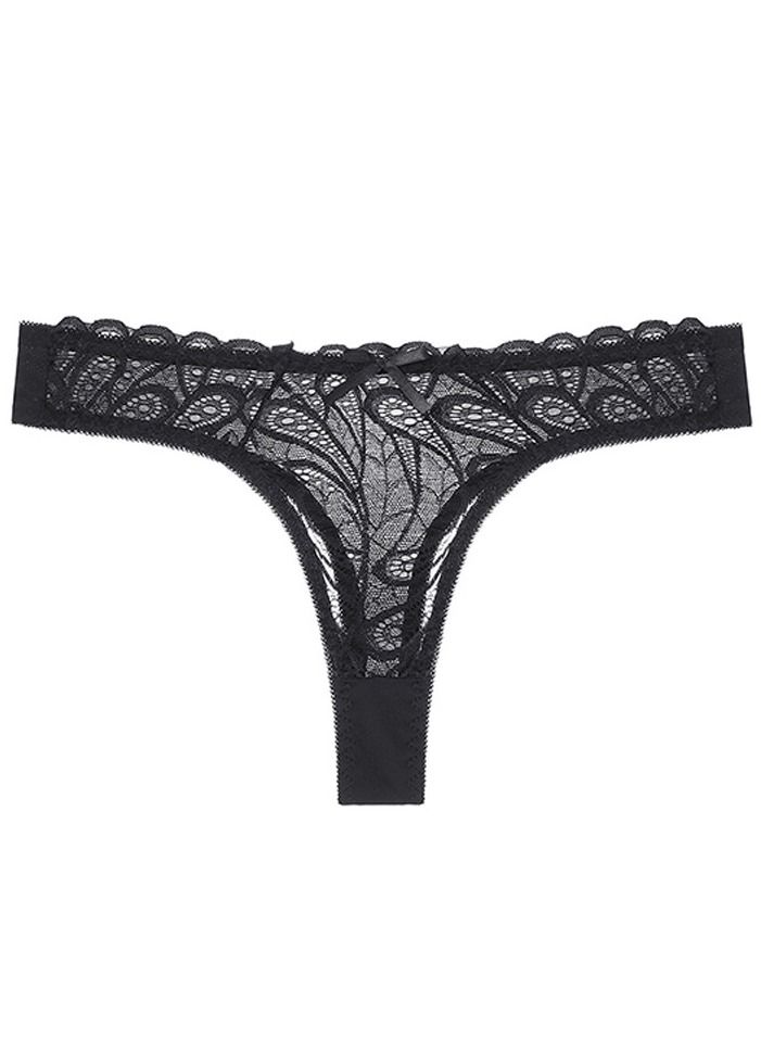 Solid Color Low Waist Lady Panty Women's Lace Briefs Black 