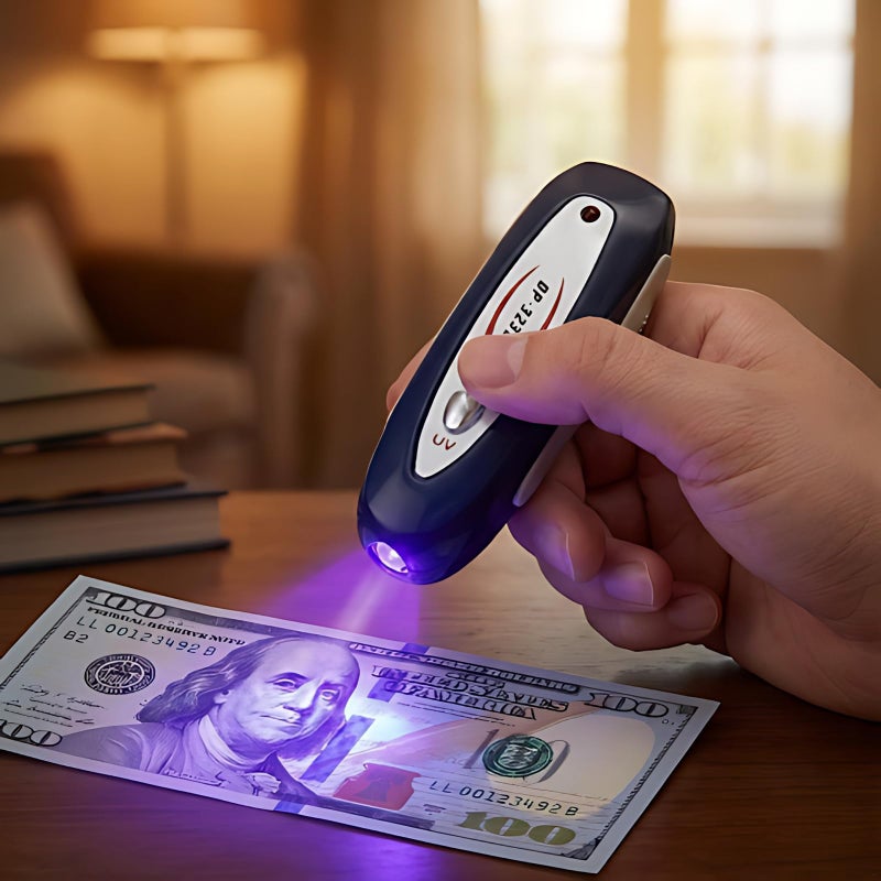 2 In 1 Money Detector With Sunshine Light For Multi Currency Blue 3.3 Inch Compact - Image 3