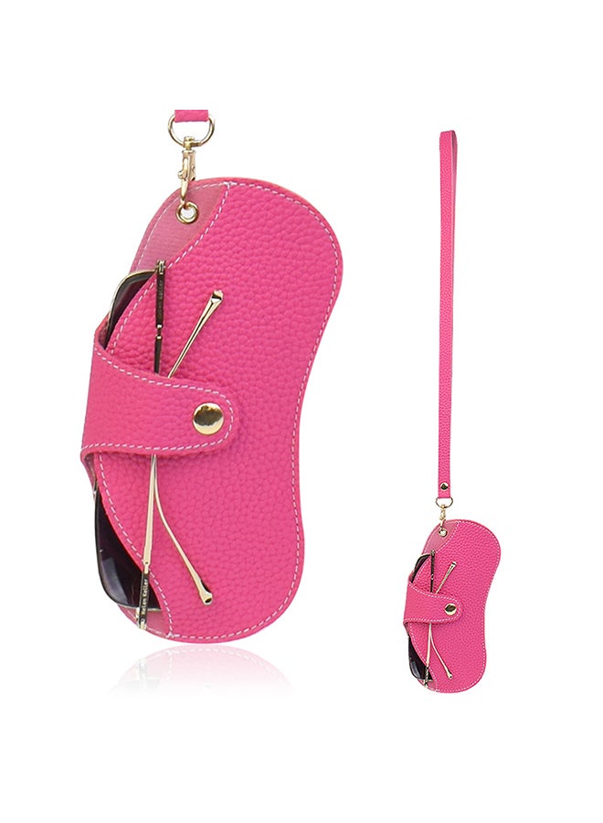 O Ozone Portable Soft Genuine Leather Glasses Case Slim Travel Sunglasses Pouch Outdoor Carrying Organizer Men Women - Pink  - Image 1