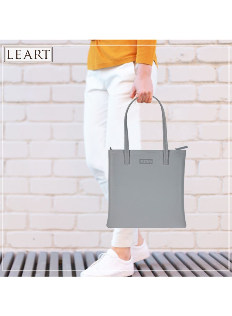 LeArt Tote Bag for Women - Medium, Waterproof, Lightweight Zipper Bag for Women | Tote Bags for Women | Women's Totes | Handbags for Women (Grey) - Image 3
