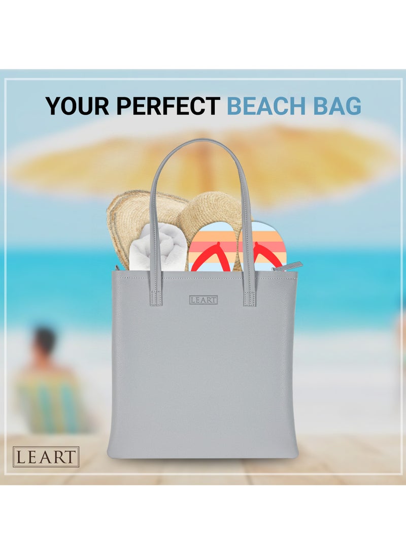 LeArt Tote Bag for Women - Medium, Waterproof, Lightweight Zipper Bag for Women | Tote Bags for Women | Women's Totes | Handbags for Women (Grey) - Image 5