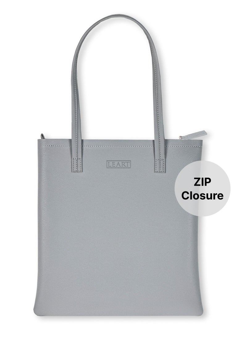 LeArt Tote Bag for Women - Medium, Waterproof, Lightweight Zipper Bag for Women | Tote Bags for Women | Women's Totes | Handbags for Women (Grey) - Image 1