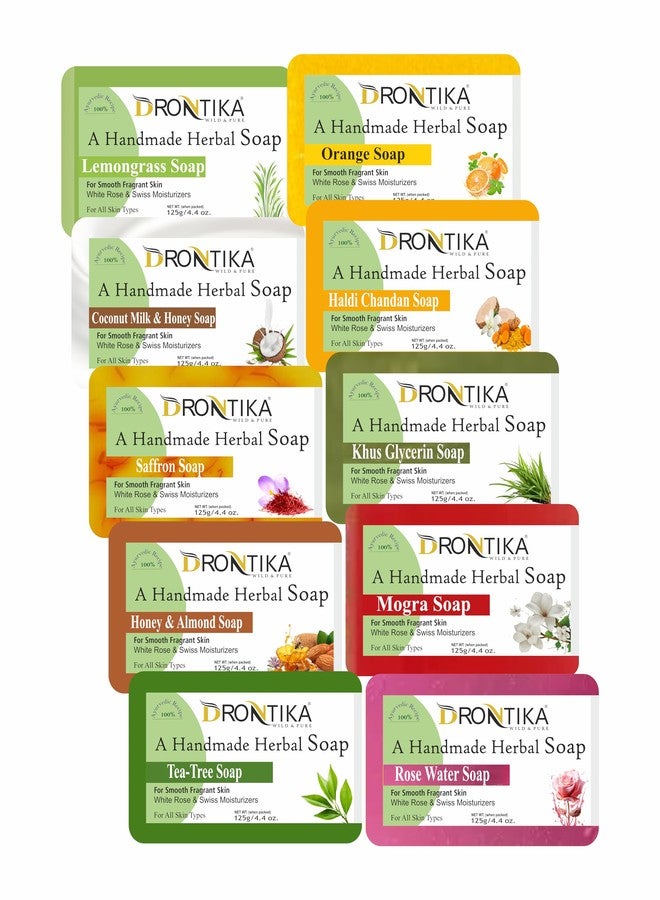DRONTIKA Herbal Handmade Bath soap by Drontika Wild & Pure, Pack of 10 (125gm each) - Image 1