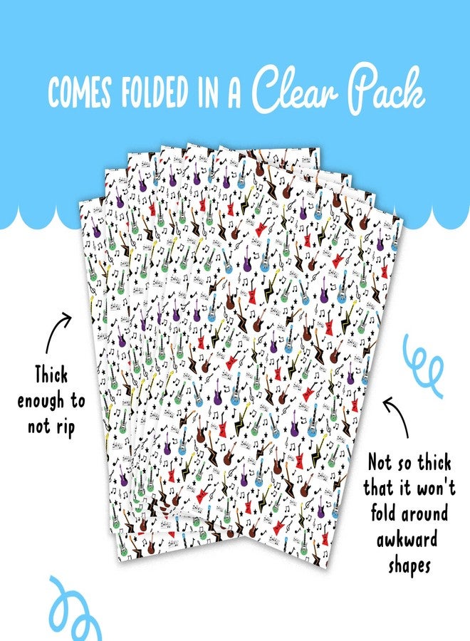 سنترال 23 ورق تغليف هدايا سنترال ٢٣ - جيتار موسيقي - ورق تغليف هدايا عيد ميلاد - (٦ ×) أوراق تغليف هدايا عيد الميلاد - ورق تغليف هدايا للرجال والنساء - موسيقي - محب للموسيقى - فرقة روك - يأتي مع ملصقات - Image 4