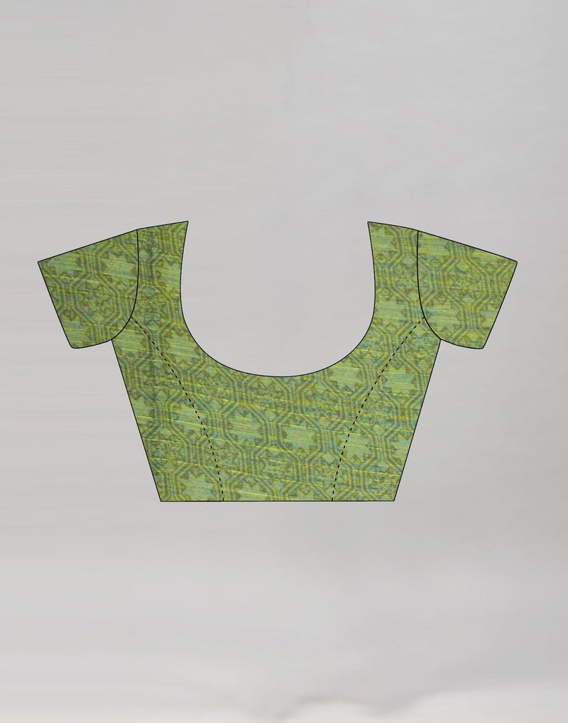 SIRIL Women's Chiffon Printed Saree With Unstitched Blouse Piece (1026S406_Yellow & Green) - Image 4