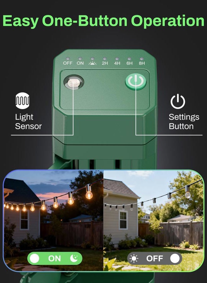 BN-LINK Outdoor Power Stake Timer, 100FT Wireless Remote Control, Dusk to Dawn Sensor for Outdoor Lights, 6 Grounded Outlets, 6ft Extension Cord, 1875W/15A,Christmas Decorations, ETL Listed - Image 3