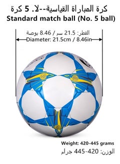 5# Football, Standard Professional Match Football, 21.5cm / 8.46In, Hand-Stitched Thickened PU Leather Football, Suitable for Teenagers And Adults, Blue White - pzsku/Z464CF2AF9DF05E6F9ACDZ/45/_/1703745171/7882681d-606b-4d05-a5e8-dd933e05b934