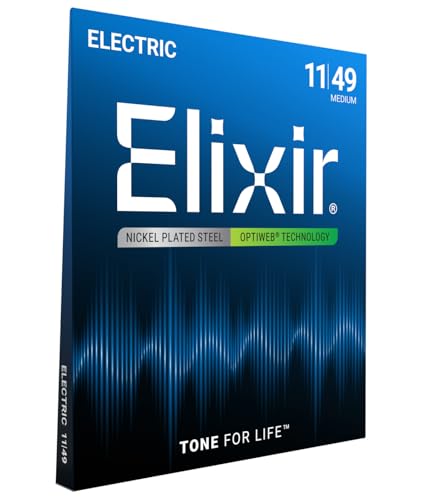 Elixir Strings, Electric Guitar Strings, Nickel Plated Steel with OPTIWEB Coating, Longest-Lasting Crisp Tone with Comfortable Feel, 6 String Set, Medium 11-49 - Image 1