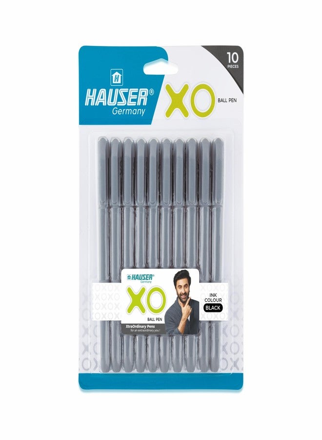 Hauser XO Ball Pen Blister Pack | Tip Size 0.7 Mm | Sleek Body & Minimalistic Design | Matt Finish | Solid Body Type | Low Viscosity Ink | Ultra Durable Tip | Black Ink, Set Of 10 Pens - Image 1