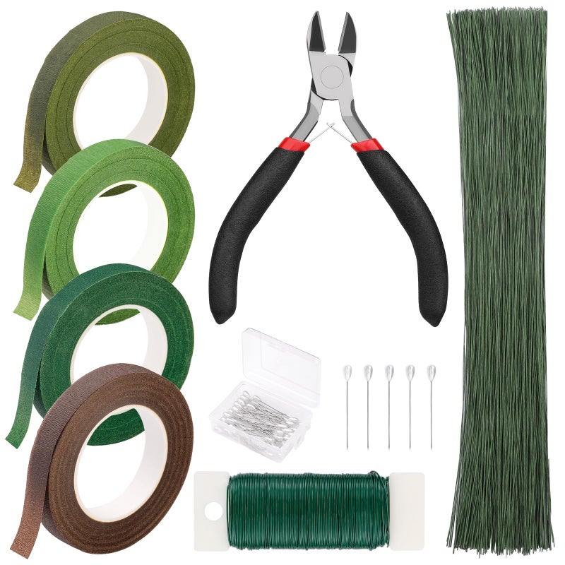 SOCNITC Floral Tape and Wire, Florist Arrangement Tools Kit with Floral Tape Wire Cutter Boutonniere Pin for Bouquets,Wrap Florist,Flower Project - Image 1