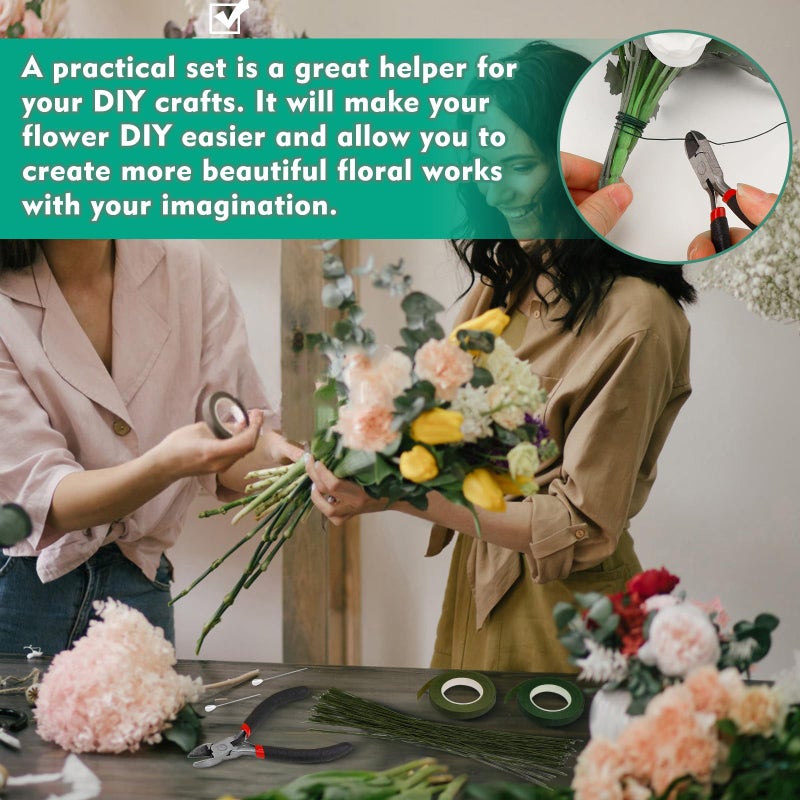 SOCNITC Floral Tape and Wire, Florist Arrangement Tools Kit with Floral Tape Wire Cutter Boutonniere Pin for Bouquets,Wrap Florist,Flower Project - Image 4