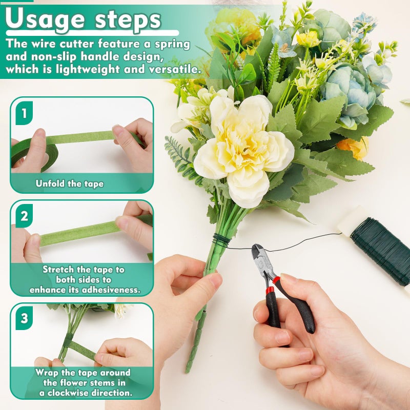 SOCNITC Floral Tape and Wire, Florist Arrangement Tools Kit with Floral Tape Wire Cutter Boutonniere Pin for Bouquets,Wrap Florist,Flower Project - Image 5