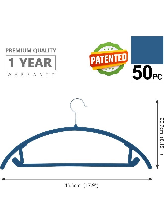 MIZGI MIZGI Premium Velvet Hangers (Pack of 50) Heavyduty- Non Slip No Shoulder Bump Suit Hangers - Chrome Hooks, Space Saving Clothes Hangers, Rounded Hangers for Coat, Sweater, Jackets, Pants  - Image 2