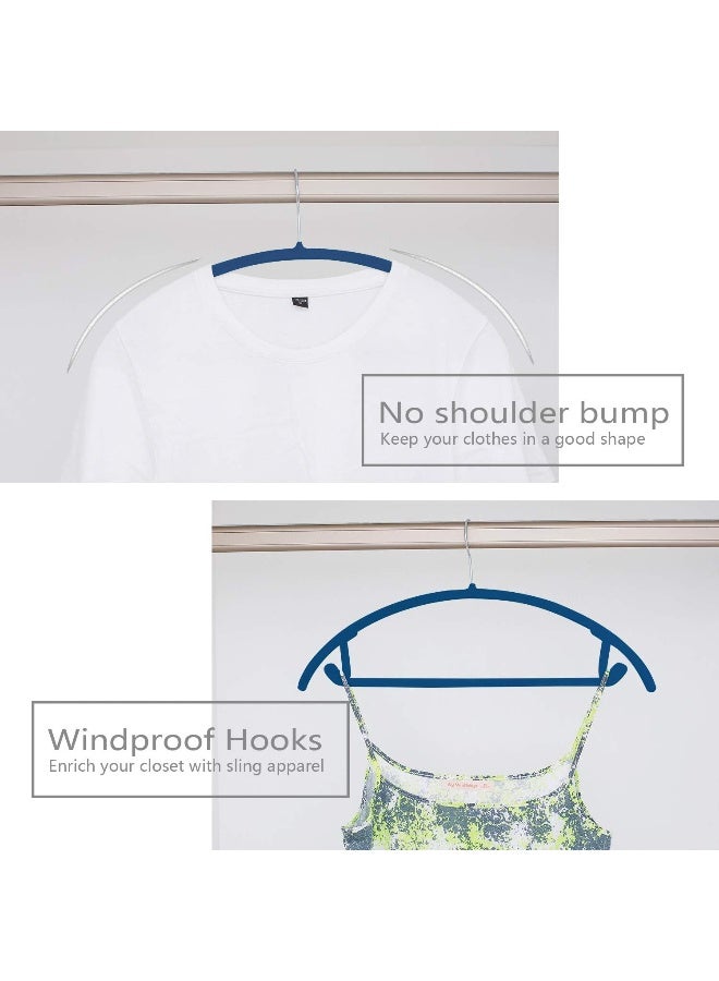 MIZGI MIZGI Premium Velvet Hangers (Pack of 50) Heavyduty- Non Slip No Shoulder Bump Suit Hangers - Chrome Hooks, Space Saving Clothes Hangers, Rounded Hangers for Coat, Sweater, Jackets, Pants  - Image 4