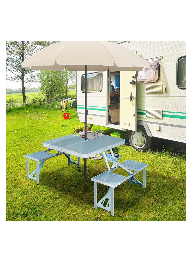 DubaiGallery Portable Fireproof Folding Outdoor Camp Suitcase Picnic & BBQ Table w/4 Seats  - Image 1