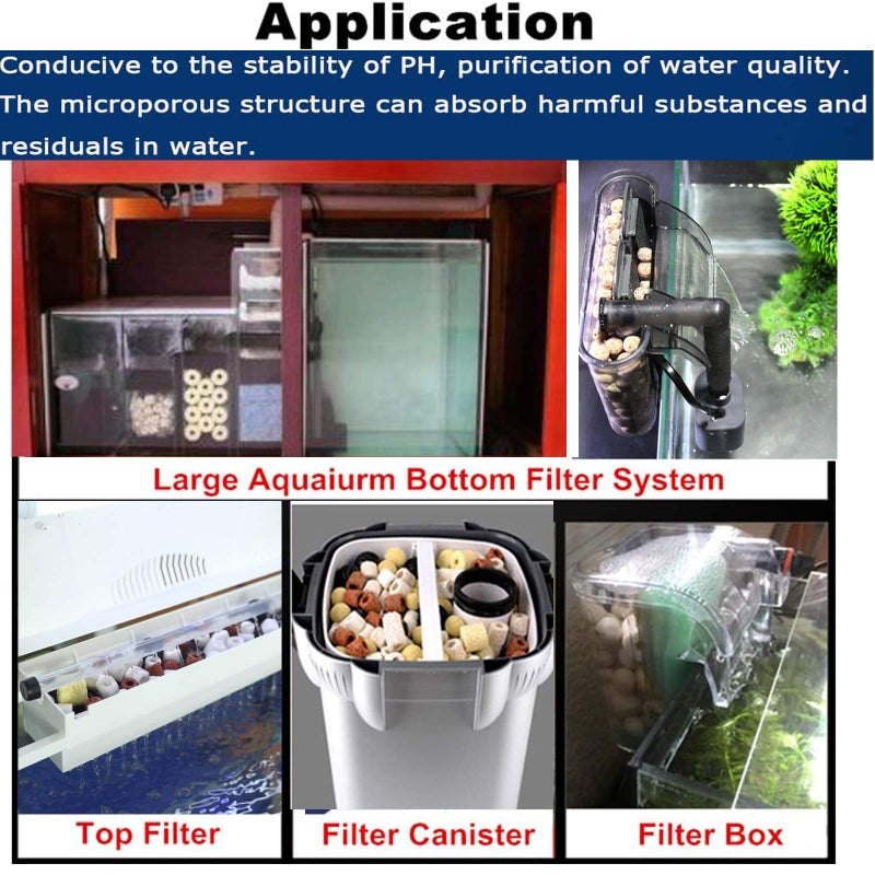 JackSuper Aquarium Filter Mixed Ceramic Balls Media, Fish Tank Water Filtration Pond Filter Ceramic Rings Volcanic Rock for Water Quality Improve, PH Adjust - Image 3