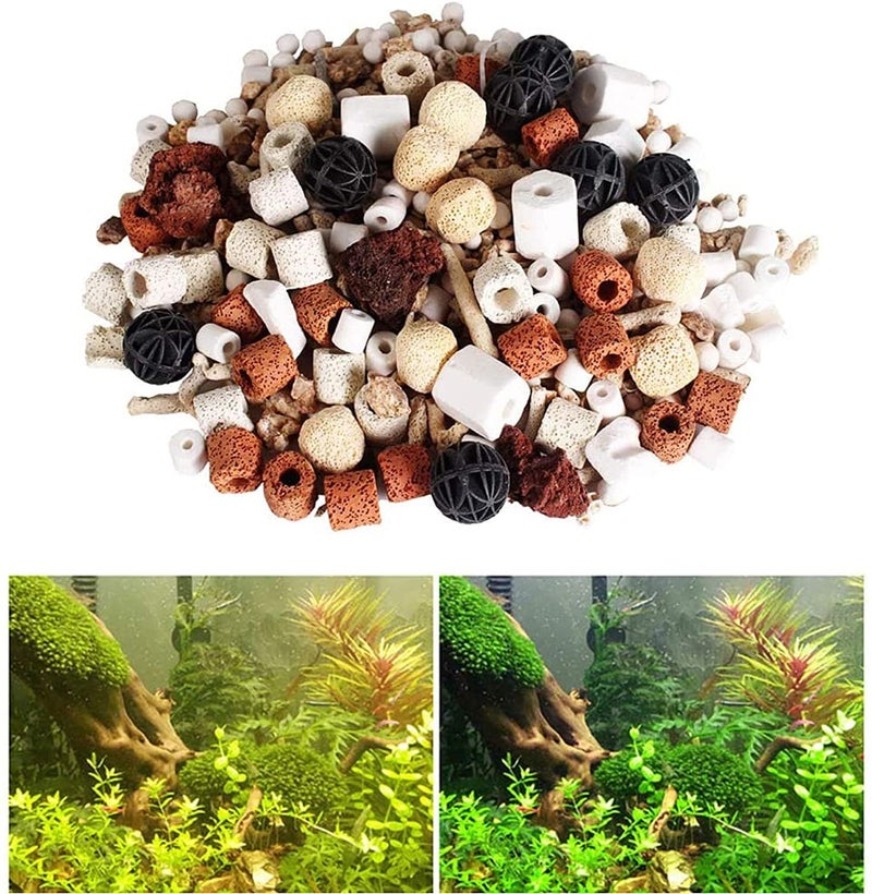 JackSuper Aquarium Filter Mixed Ceramic Balls Media, Fish Tank Water Filtration Pond Filter Ceramic Rings Volcanic Rock for Water Quality Improve, PH Adjust - Image 1