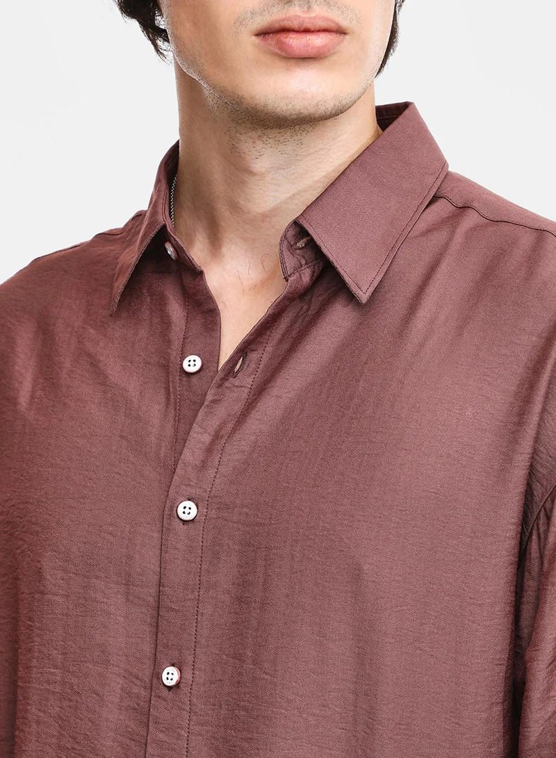 كامبوس سوترا Men's Mocha Brown Breezy Wrinked Shirt