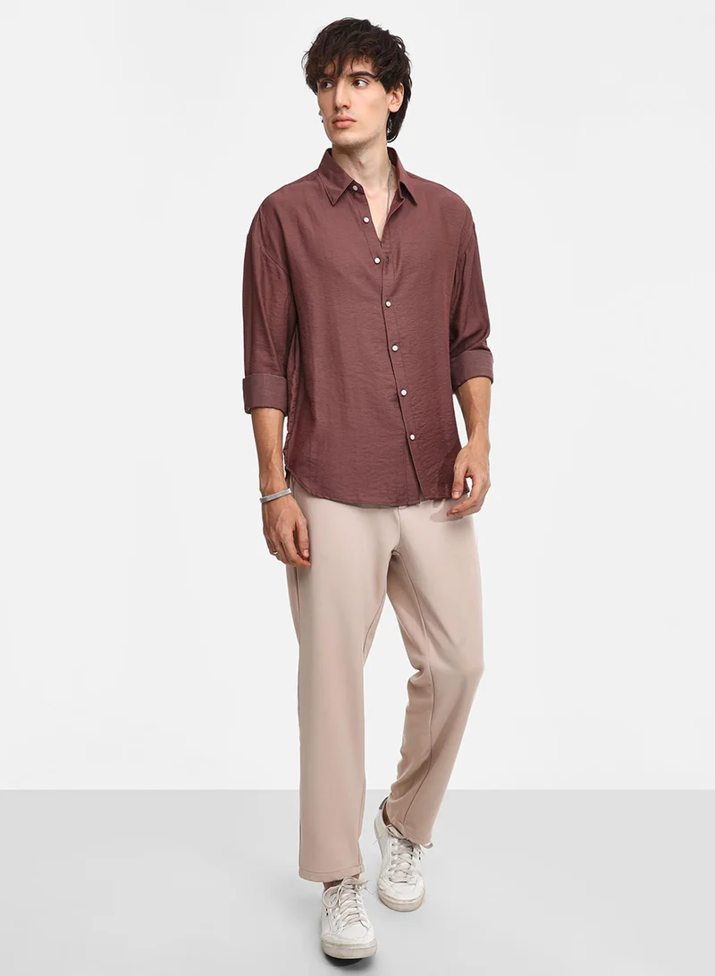 كامبوس سوترا Men's Mocha Brown Breezy Wrinked Shirt