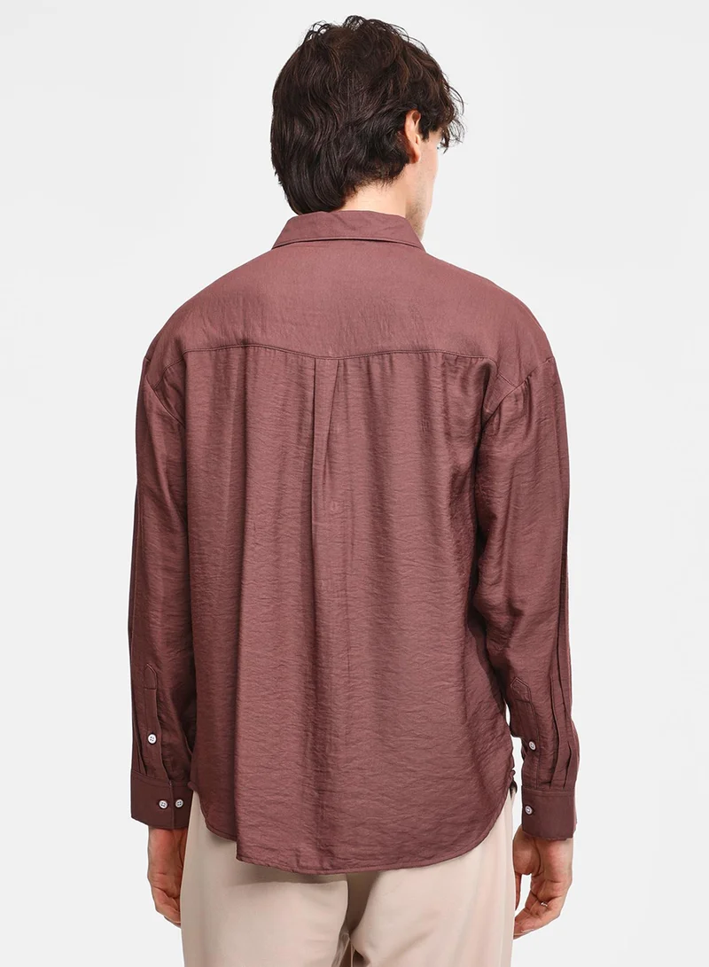 كامبوس سوترا Men's Mocha Brown Breezy Wrinked Shirt