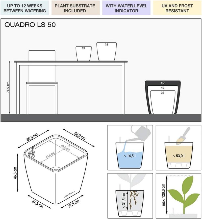 Lechuza QUADRO Premium 50 LS - All-In-One scarlet - Image 2