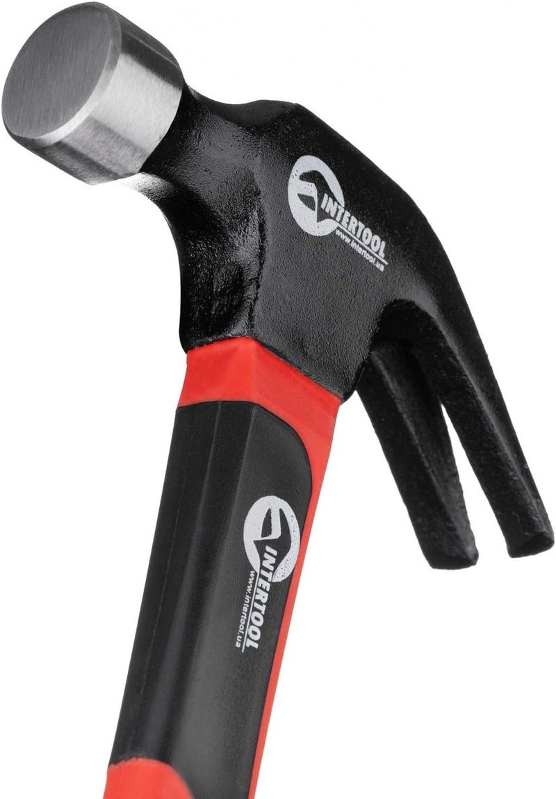 INTERTOOL Claw Hammer 16 oz. / 1 Pound for Framing, Nails, Carpentry - Smooth Face and Shock Absorbing Anti-Slip Fiberglass Handle HT-0223 - Image 1