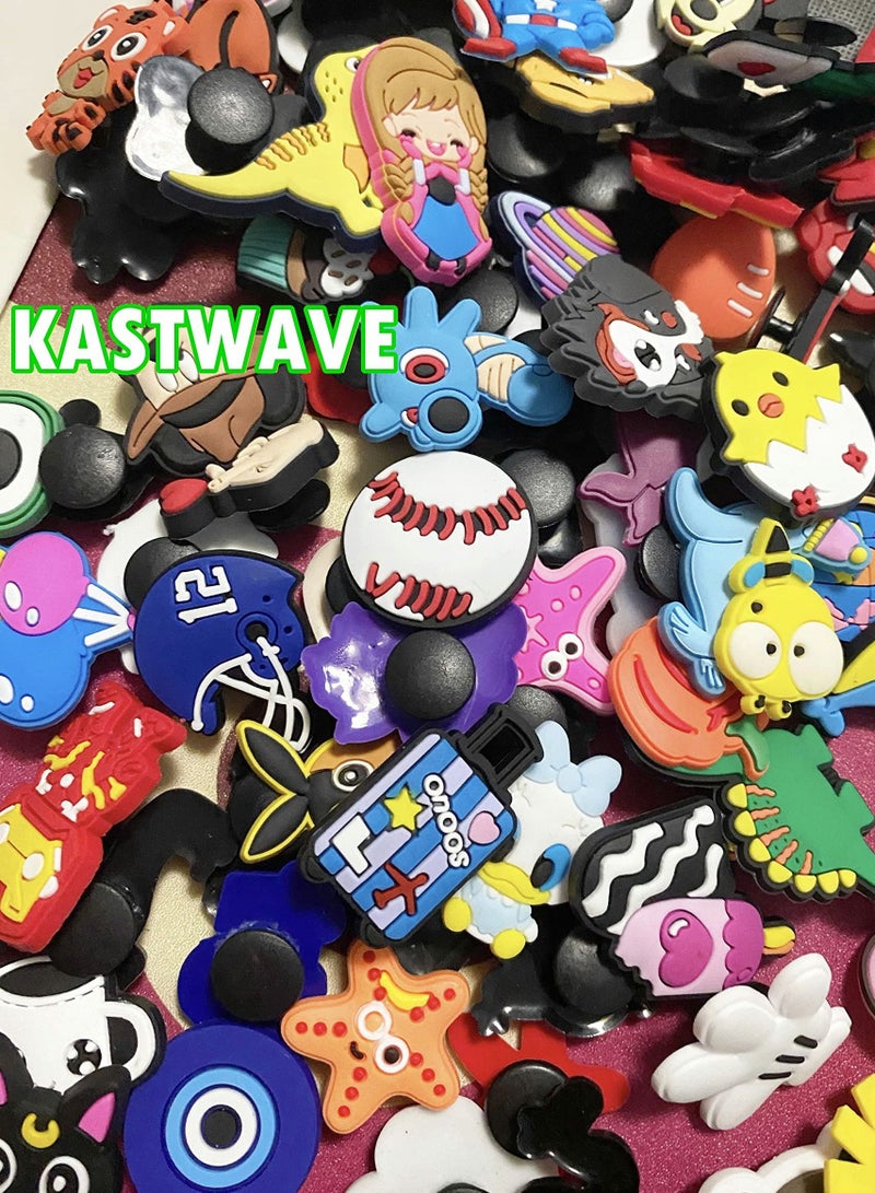 KASTWAVE Croc Charms, 100 Pcs Jibbitz Charms Croc, Cartoon Croc Accessories Decoration for Shoes ​PVC Wristband for Adult Men Women Kids Girl Boy, Buckle Party Favors Birthday Gifts Nurse Charm,50 PCS - Image 3