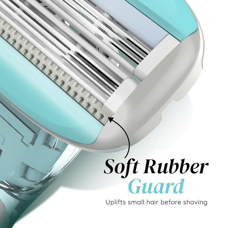 Lets Shave Evior Trial Pack Shaving Razor Value Set For Women, 4 Blades + 1 Handle, Open Flow Cartridge, Dual Moisture Bar & Micro Comb Guard Bar, Razor For Women Underarms, Legs & Bikini Area - Image 5