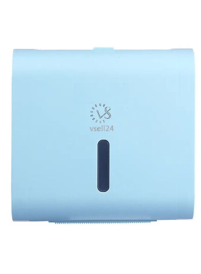 vsell24 Wall Mounted Self Adhesive Waterproof Tissue Paper Dispenser Toilet Paper Napkin Holder Storage Box Blue  - Image 2
