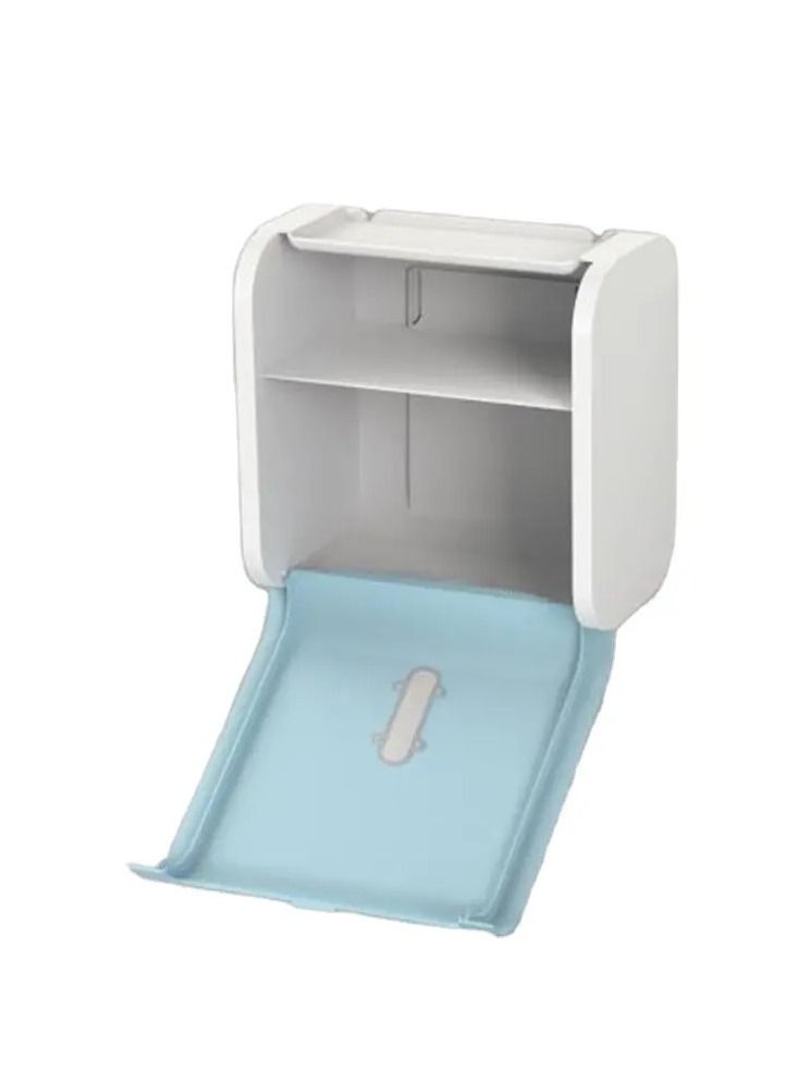 vsell24 Wall Mounted Self Adhesive Waterproof Tissue Paper Dispenser Toilet Paper Napkin Holder Storage Box Blue  - Image 4