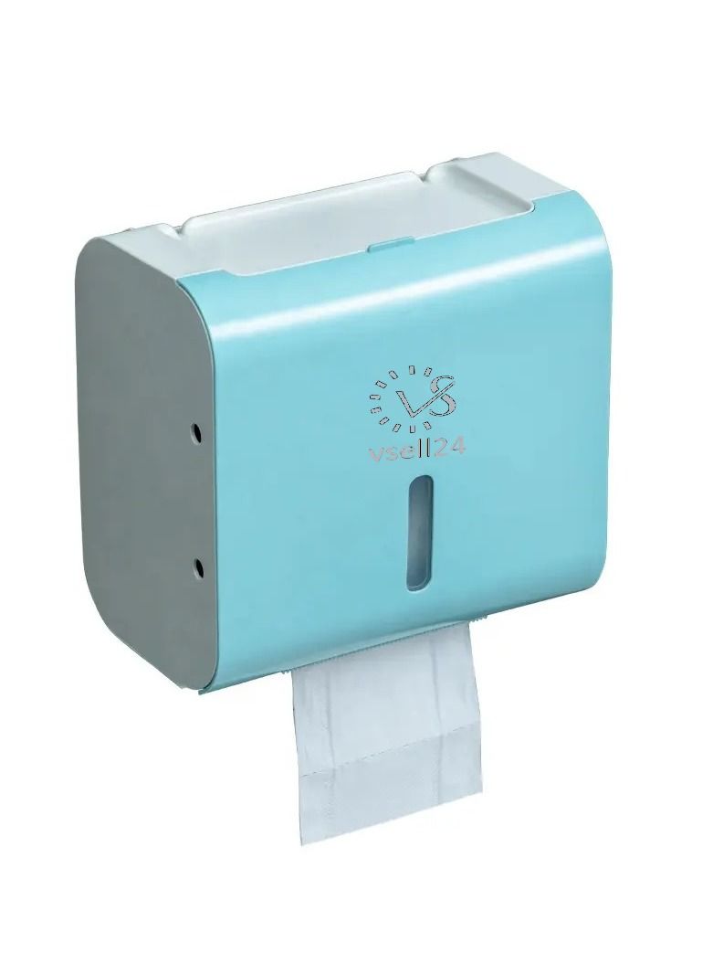 vsell24 Wall Mounted Self Adhesive Waterproof Tissue Paper Dispenser Toilet Paper Napkin Holder Storage Box Blue  - Image 5
