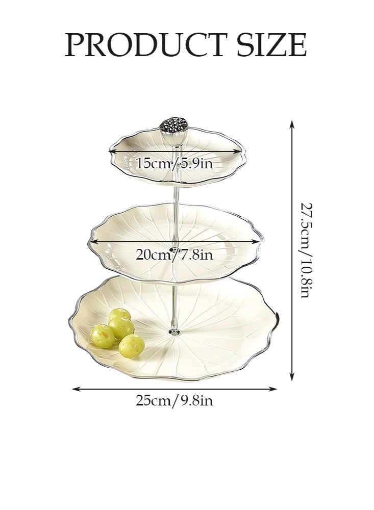 أوبتيا حامل كعك سيراميك ثلاثي الطبقات لحفلات الزفاف، حامل كب كيك للحلوى لحفلات الشاي، طبق تقديم - Image 2