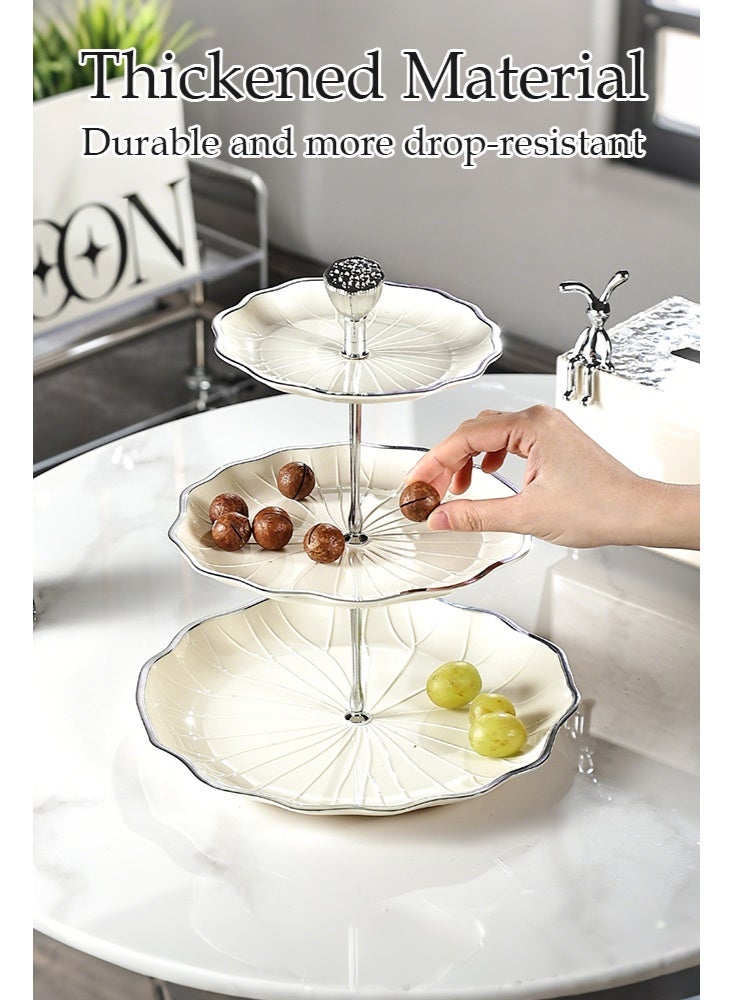 أوبتيا حامل كعك سيراميك ثلاثي الطبقات لحفلات الزفاف، حامل كب كيك للحلوى لحفلات الشاي، طبق تقديم - Image 5