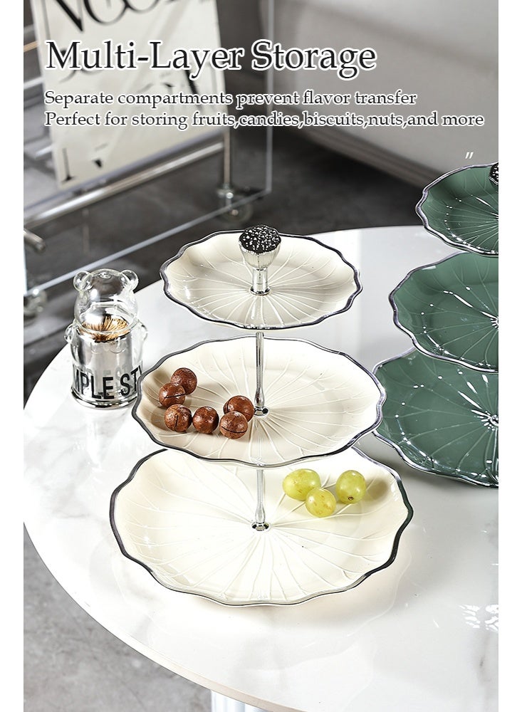 أوبتيا حامل كعك سيراميك ثلاثي الطبقات لحفلات الزفاف، حامل كب كيك للحلوى لحفلات الشاي، طبق تقديم - Image 4