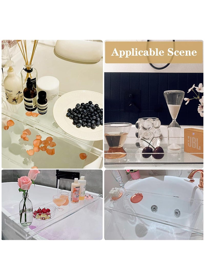 تي بي جي بي صينية حوض الاستحمام  - صينية حوض استحمام اكريليك شفافة عصرية 30 انش للحمام الفاخر - طاولة رف حوض الاستحمام لوضع المشروبات والزجاج والصابون والتابلت والكتب، اكسسوارات حوض الاستحمام، هدية - Image 5