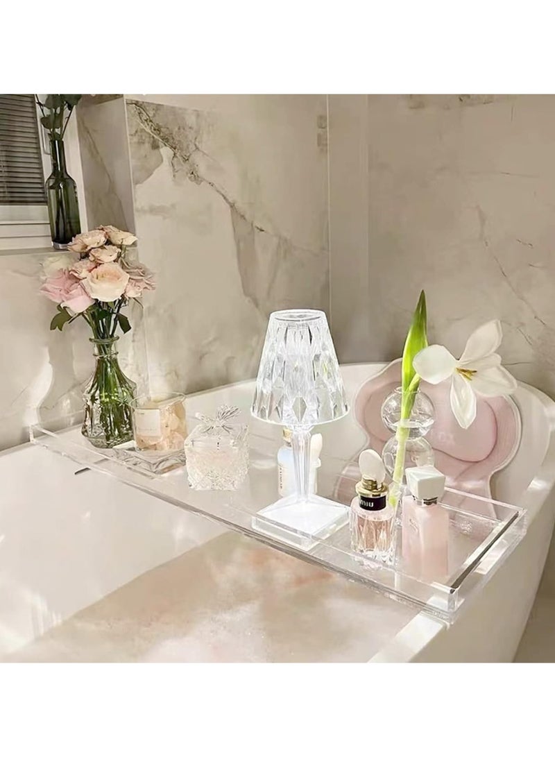 تي بي جي بي صينية حوض الاستحمام  - صينية حوض استحمام اكريليك شفافة عصرية 30 انش للحمام الفاخر - طاولة رف حوض الاستحمام لوضع المشروبات والزجاج والصابون والتابلت والكتب، اكسسوارات حوض الاستحمام، هدية - Image 1