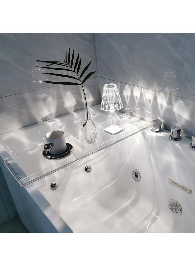 تي بي جي بي صينية حوض الاستحمام  - صينية حوض استحمام اكريليك شفافة عصرية 30 انش للحمام الفاخر - طاولة رف حوض الاستحمام لوضع المشروبات والزجاج والصابون والتابلت والكتب، اكسسوارات حوض الاستحمام، هدية - Image 3