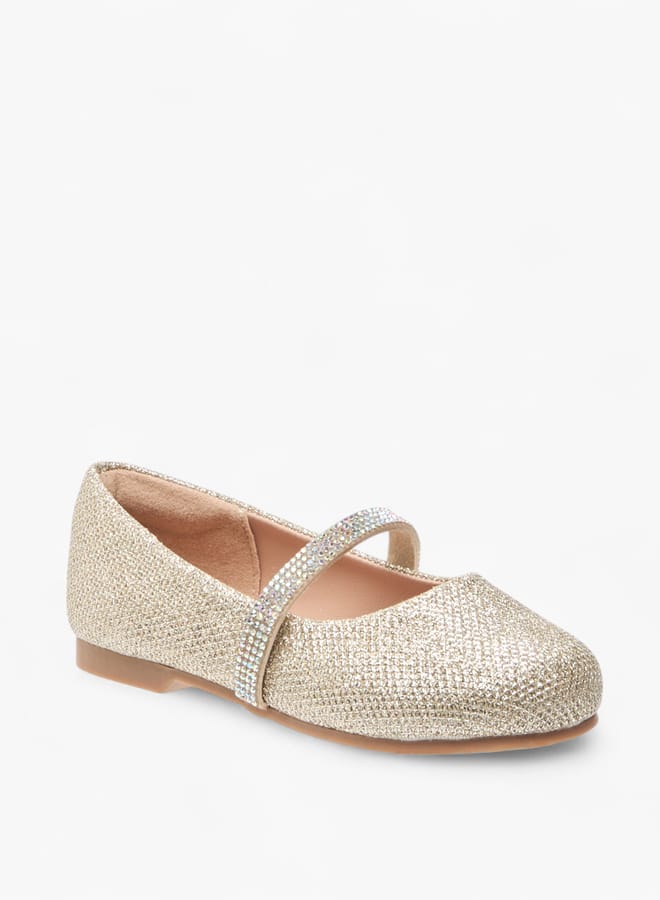 JUNIORS Girls Glitter Detail Ballerina Shoes With Elasticated Strap - Image 3