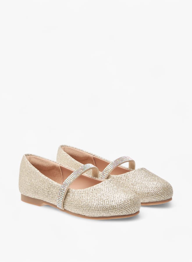 JUNIORS Girls Glitter Detail Ballerina Shoes With Elasticated Strap - Image 2